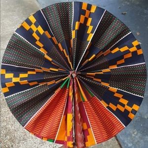 Kente cloth and Leather folding fan